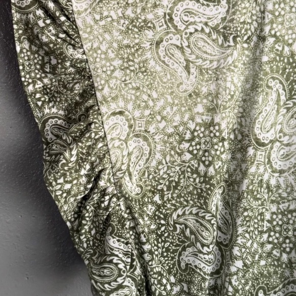 Michael Kors Dress Womens Extra Large Green Paisley Tie Waist Ruffle A Line - Picture 12 of 13
